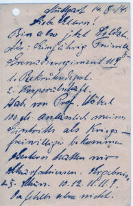 A postcard, with fountain pen in old handwriting, from 1914